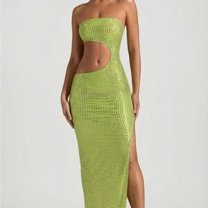 Oh Polly Green Cutout Strapless Dress